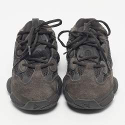 Pre Owned Yeezy x Adidas Black Mesh and Suede 500 Utility Black Sneakers Size 38