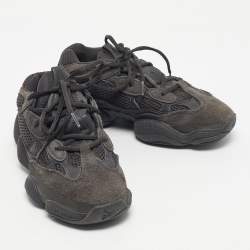 Pre Owned Yeezy x Adidas Black Mesh and Suede 500 Utility Black Sneakers Size 38