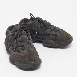 Pre Owned Yeezy x Adidas Black Mesh and Suede 500 Utility Black Sneakers Size 40 2/3