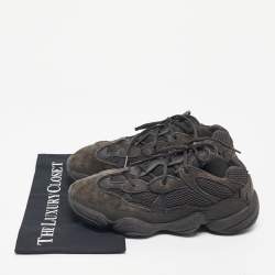 Pre Owned Yeezy x Adidas Black Mesh and Suede 500 Utility Black Sneakers Size 40 2/3