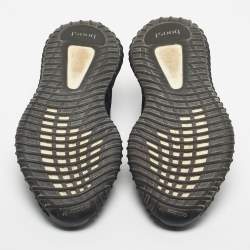 Pre Owned Yeezy x Adidas Black Knit Fabric Boost 350 V2 Core Black White Sneakers Size 38