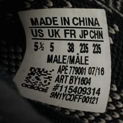 Pre Owned Yeezy x Adidas Black Knit Fabric Boost 350 V2 Core Black White Sneakers Size 38