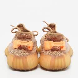 Pre Owned Yeezy x Adidas Orange Knit Fabric Boost 350 V2 Clay Sneakers Size 38