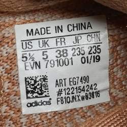 Pre Owned Yeezy x Adidas Orange Knit Fabric Boost 350 V2 Clay Sneakers Size 38