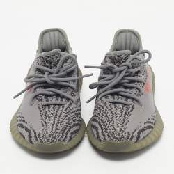 Pre Owned Yeezy x Adidas Grey Knit Fabric Boost 350 V2 Beluga 2.0 Sneakers Size 38