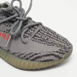 Pre Owned Yeezy x Adidas Grey Knit Fabric Boost 350 V2 Beluga 2.0 Sneakers Size 38