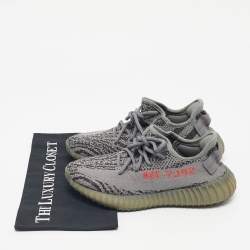 Pre Owned Yeezy x Adidas Grey Knit Fabric Boost 350 V2 Beluga 2.0 Sneakers Size 38