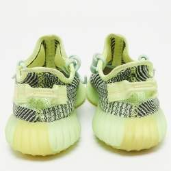 Pre Owned Yeezy x Adidas Neon Green Knit Fabric Boost 350 V2 Yeezreel (Reflective) Sneakers Size 40
