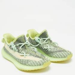 Pre Owned Yeezy x Adidas Neon Green Knit Fabric Boost 350 V2 Yeezreel (Reflective) Sneakers Size 40