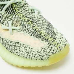 Pre Owned Yeezy x Adidas Neon Green Knit Fabric Boost 350 V2 Yeezreel (Reflective) Sneakers Size 40