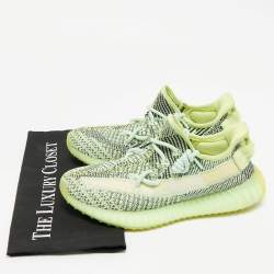 Pre Owned Yeezy x Adidas Neon Green Knit Fabric Boost 350 V2 Yeezreel (Reflective) Sneakers Size 40