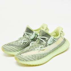 Pre Owned Yeezy x Adidas Neon Green Knit Fabric Boost 350 V2 Yeezreel (Reflective) Sneakers Size 40