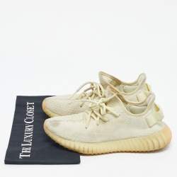 Pre Owned Yeezy x Adidas Light Yellow Knit Fabric Boost 350 V2 Butter Sneakers Size 38 2/3