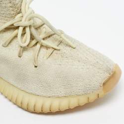 Pre Owned Yeezy x Adidas Light Yellow Knit Fabric Boost 350 V2 Butter Sneakers Size 38 2/3