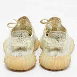 Pre Owned Yeezy x Adidas Light Yellow Knit Fabric Boost 350 V2 Butter Sneakers Size 38 2/3