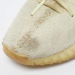 Pre Owned Yeezy x Adidas Light Yellow Knit Fabric Boost 350 V2 Butter Sneakers Size 38 2/3