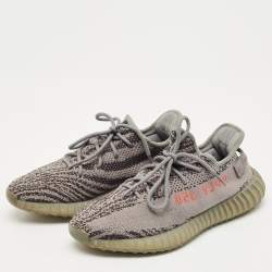 Pre Owned Yeezy x Adidas Grey Knit Fabric Boost 350 V2 Beluga 2.0 Sneakers Size 44