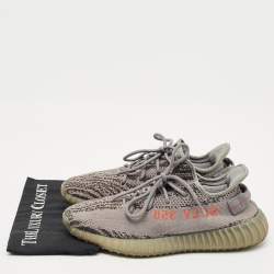 Pre Owned Yeezy x Adidas Grey Knit Fabric Boost 350 V2 Beluga 2.0 Sneakers Size 44