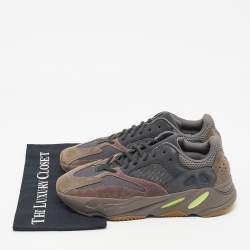 Pre Owned Yeezy x Adidas Dark Grey Suede and Mesh Boost 700 V2 Mauve Sneakers Size 44 2/3