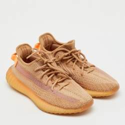 Pre Owned Yeezy x Adidas Light Orange Knit Fabric Boost 350 V2 Clay Sneakers Size 40 2/3