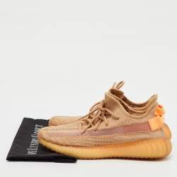 Pre Owned Yeezy x Adidas Light Orange Knit Fabric Boost 350 V2 Clay Sneakers Size 40 2/3