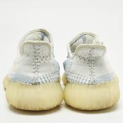 Pre Owned Yeezy x Adidas Blue/White Knit Fabric Boost 350 V2 Cloud White (Non-Reflective) Sneakers 42