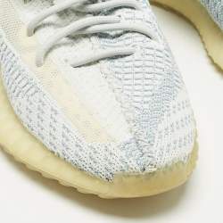 Pre Owned Yeezy x Adidas Blue/White Knit Fabric Boost 350 V2 Cloud White (Non-Reflective) Sneakers 42