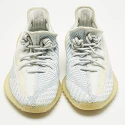 Pre Owned Yeezy x Adidas Blue/White Knit Fabric Boost 350 V2 Cloud White (Non-Reflective) Sneakers 42