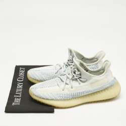 Pre Owned Yeezy x Adidas Blue/White Knit Fabric Boost 350 V2 Cloud White (Non-Reflective) Sneakers 42