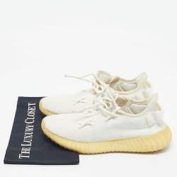 Pre Owned Yeezy x Adidas White Knit Fabric Boost 350 V2 Cream Sneakers Size 40
