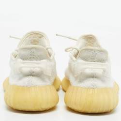 Pre Owned Yeezy x Adidas White Knit Fabric Boost 350 V2 Cream Sneakers Size 40