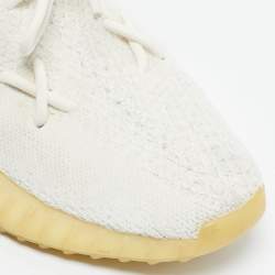Pre Owned Yeezy x Adidas White Knit Fabric Boost 350 V2 Cream Sneakers Size 40