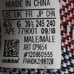 Pre Owned Yeezy x Adidas White/Black Knit Fabric Boost 350 V2 Zebra Sneakers Size 39 1/3