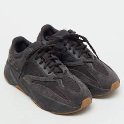Pre Owned Yeezy x Adidas Black Suede and Mesh Boost 700 Utility Black Sneakers Size 42