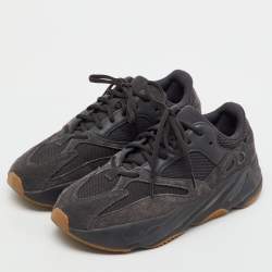 Pre Owned Yeezy x Adidas Black Suede and Mesh Boost 700 Utility Black Sneakers Size 42