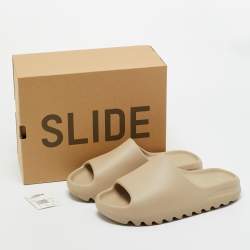 Pre Owned Yeezy x Adidas Beige Rubber Pure Slides Size 43