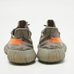 Pre Owned Yeezy x Adidas Grey Knit Fabric Boost 350 V2 Beluga Sneakers Size 38