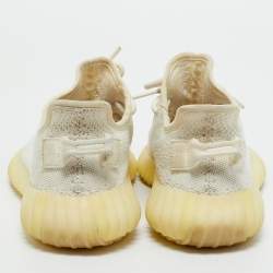 Pre Owned Yeezy x Adidas White Knit Fabric Boost 350 V2 Cream Sneakers Size 38