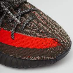 Pre Owned Yeezy x Adidas Grey Knit Fabric Boost 350 V2 Carbon Beluga Sneakers Size 39 1/3