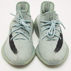 Pre Owned Yeezy x Adidas Grey Knit Fabric Boost 350 V2 Salt Sneakers Size 45 1/3