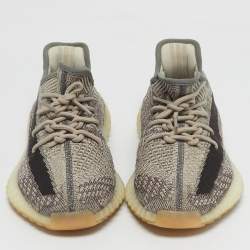 Pre Owned Yeezy x Adidas Beige/Brown Knit Fabric Boost 350 V2 Zyon Sneakers Size 45 1/3