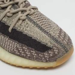 Pre Owned Yeezy x Adidas Beige/Brown Knit Fabric Boost 350 V2 Zyon Sneakers Size 45 1/3