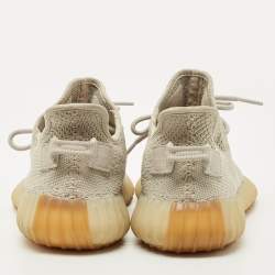 Pre Owned Yeezy x Adidas Grey Knit Fabric Boost 350 V2 Sesame Sneakers Size 41 1/3