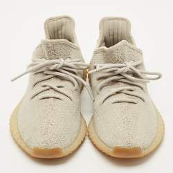 Pre Owned Yeezy x Adidas Grey Knit Fabric Boost 350 V2 Sesame Sneakers Size 41 1/3