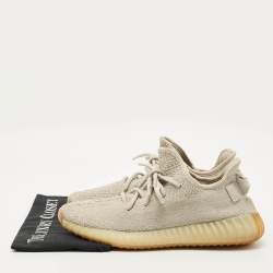 Pre Owned Yeezy x Adidas Grey Knit Fabric Boost 350 V2 Sesame Sneakers Size 41 1/3