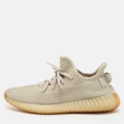 Pre Owned Yeezy x Adidas Grey Knit Fabric Boost 350 V2 Sesame Sneakers Size 41 1/3