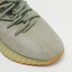 Pre Owned Yeezy x Adidas Green Knit Fabric Boost 350 V2 Desert Sage Sneakers Size 41 1/3