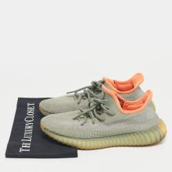 Pre Owned Yeezy x Adidas Green Knit Fabric Boost 350 V2 Desert Sage Sneakers Size 41 1/3