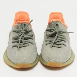 Pre Owned Yeezy x Adidas Green Knit Fabric Boost 350 V2 Desert Sage Sneakers Size 41 1/3