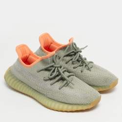 Pre Owned Yeezy x Adidas Green Knit Fabric Boost 350 V2 Desert Sage Sneakers Size 41 1/3